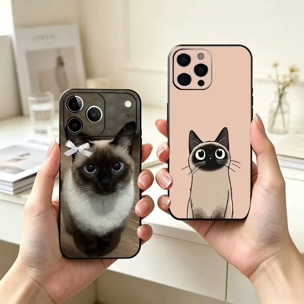 So Cute Siamese cat Top-selling  Phone Case Silicone Soft For IPhone 17 16 15 14 13 12 11 X XR Plus Pro Max Plus