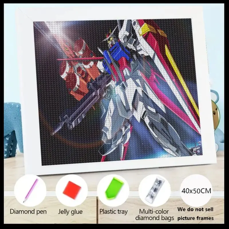 

1 шт. Epic Gundam Robot аниме Mecha алмазная живопись, 5D полная дрель DIY большой 40x50 см хрустальный горный хрусталь алмазный художественный комплект, современный S