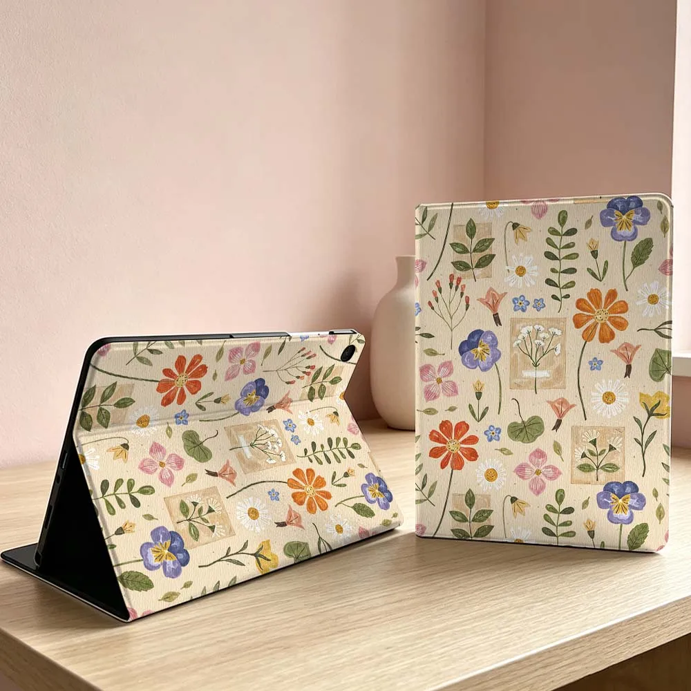 Мягкий чехол с цветочным узором в стиле ретро для Samsung Galaxy Tab S11 S10 S9 S8 S7 S6 A11 A9 A8 A7 Ultra Lite FE Plus Inch Tablet Case