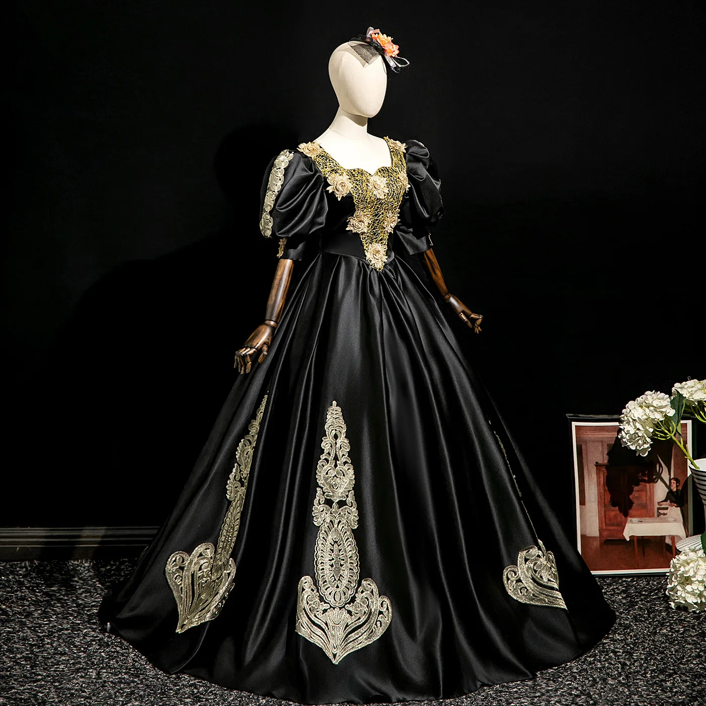 Abito da passerella della corte russa, dramma di viaggio, fotografia, foto, regina oscura, riunione annuale, costume gotico, Vestido De Noche Fiesta Lujo