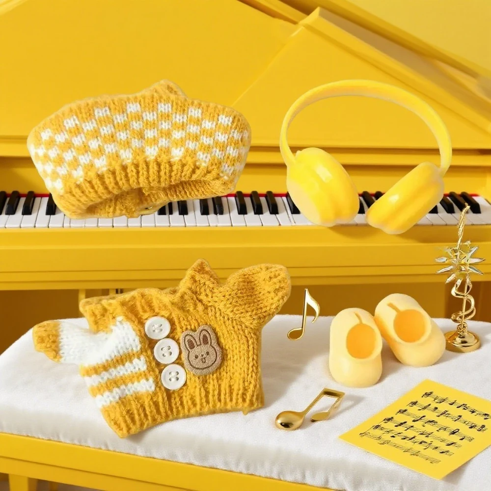 

For 17 cm Labubu Clothes Pendant Labubu Sitting Party Bear Label Scarf Hat Dolls Accessories Labubu Outfit