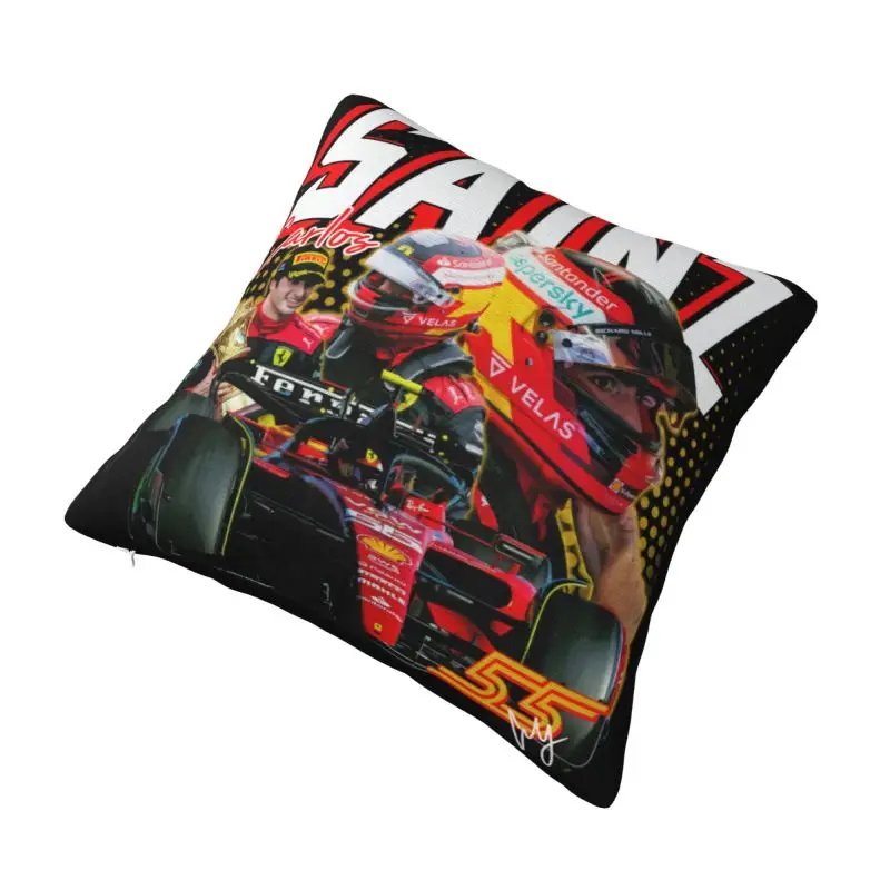 Custom Carlos Sainz 55 Formula Racing Driver Vintage Cushion Covers Soft Nordic Pillow Case