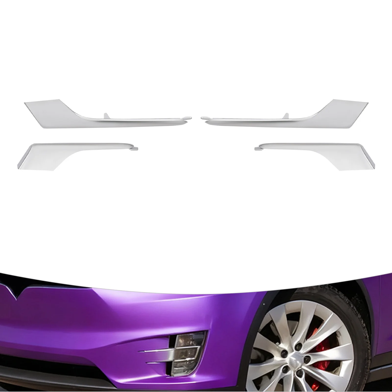 

Tesla Model X 2016-2021 Передний бампер Противотуманная фара Молдинг Хромированная накладка, бампер Противотуманная фара Хромированная накладка