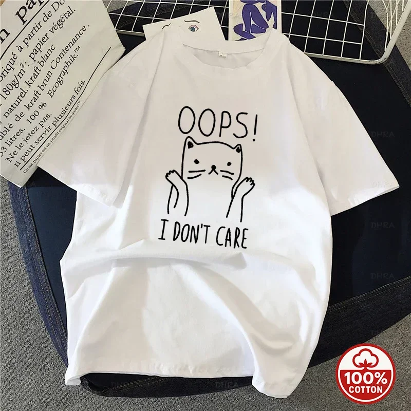 Women's Funny Cat Not Today Graphic Tee, Lazy Kitten Line Art T-Shirt, Summer Casual Retro Aesthetic Streetwear Top