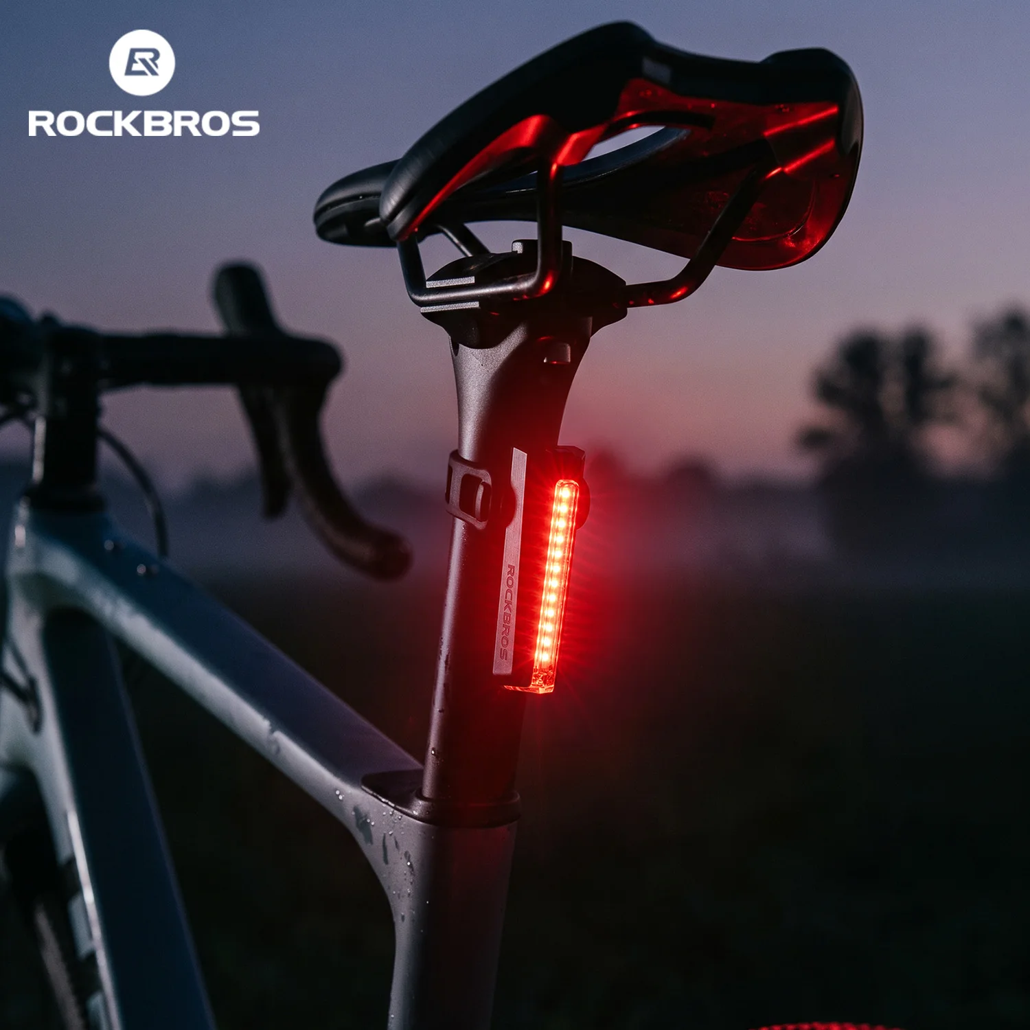ROCKBROS サイクリングテールライト 重力ブレーキセンシング 自転車リアライト IPX5防水 カラフルな水滴型サイクリング警告リアランプ