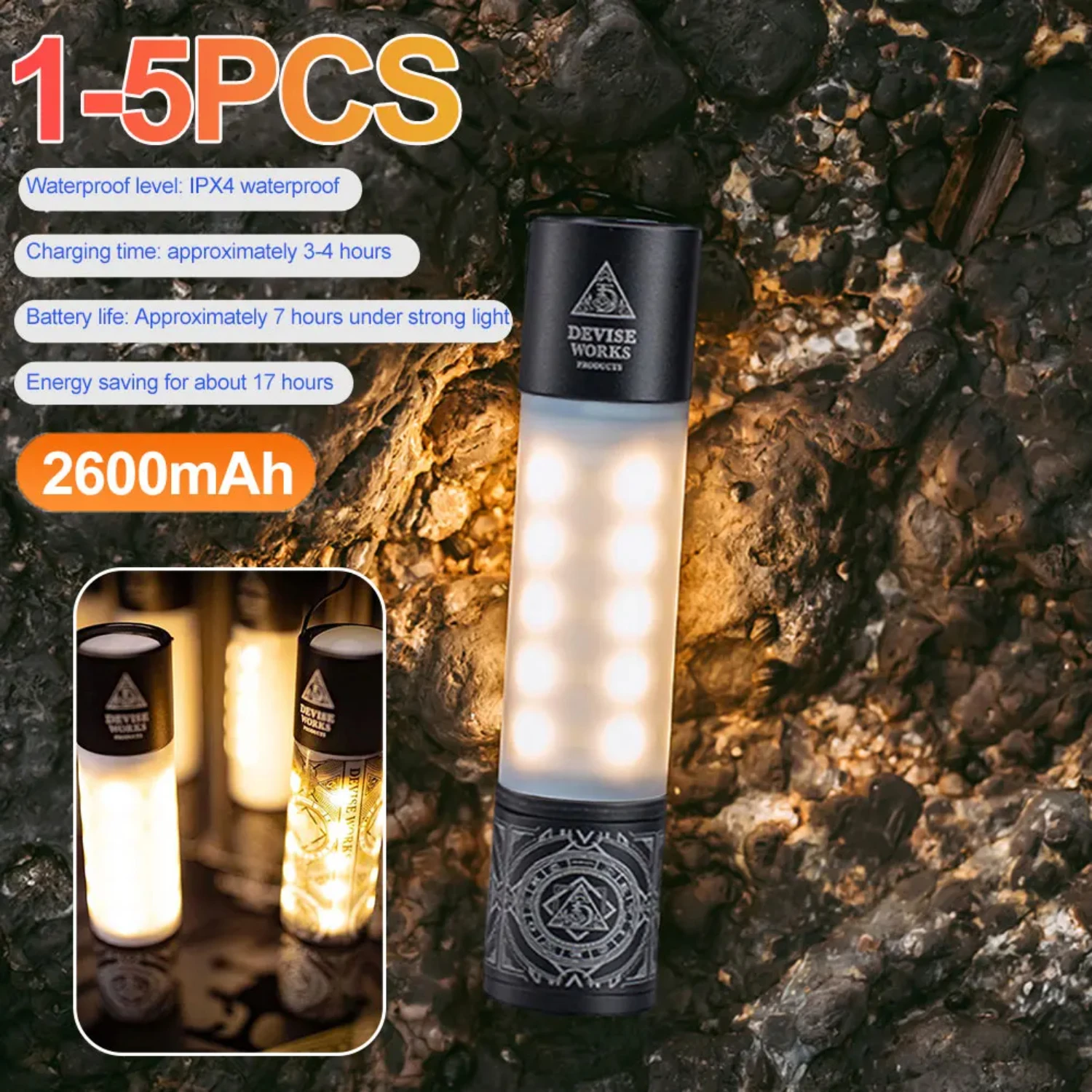 

Outdoor Camping Portable Rechargeable High Capacity Lighting Waterproof Portable Lantern Hanging Tent Hanging Light Lantern