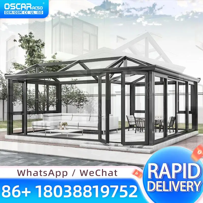 Patio Yard Solarium and Free Standing Sunroom with Aluminum Louver Roof for Backyard Garden Balcony sunroom