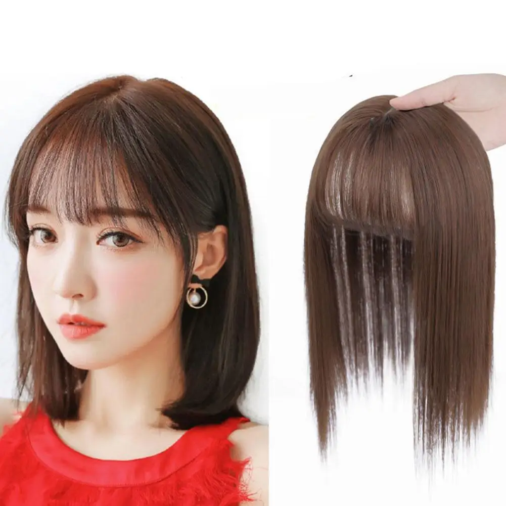 Wig Women\'s Long Synthetic Hair Repair Hair Patch Air Liu Hai Hair Patch Cover White Hair Natural Simulation Hair Repair Block