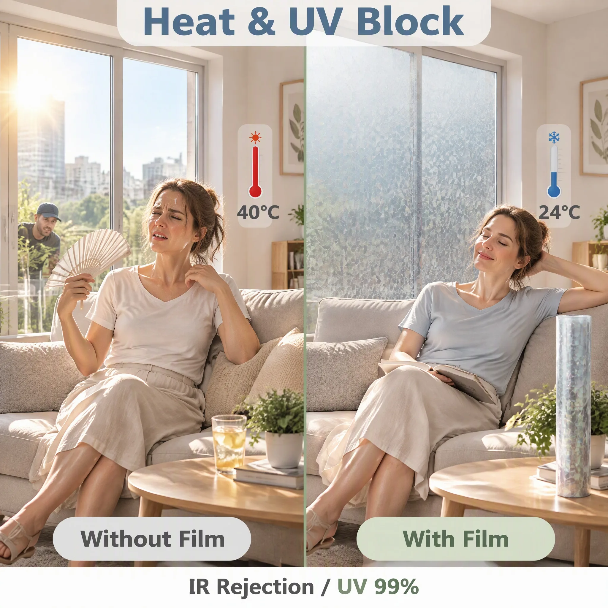 Privacy Frosted Window Film 3D Stained Window Cover Decorative Window Sticker for Bathroom for Glass Door