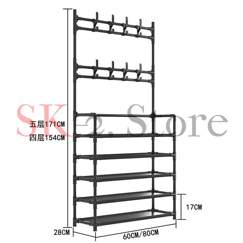 Household integrated hanger multi-layer storage shoe cabinet floor coat rack rack