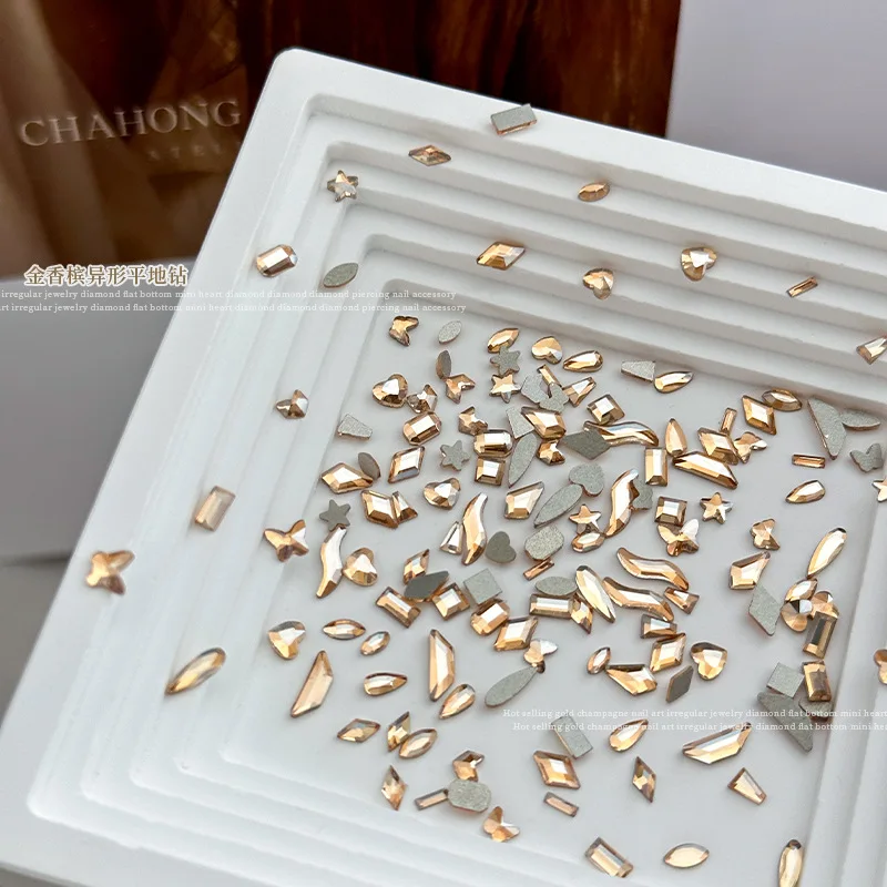 100 pezzi color champagne 3D flatback nail art strass accessori per manicure decor bellezza unghie decorazione forniture materiale