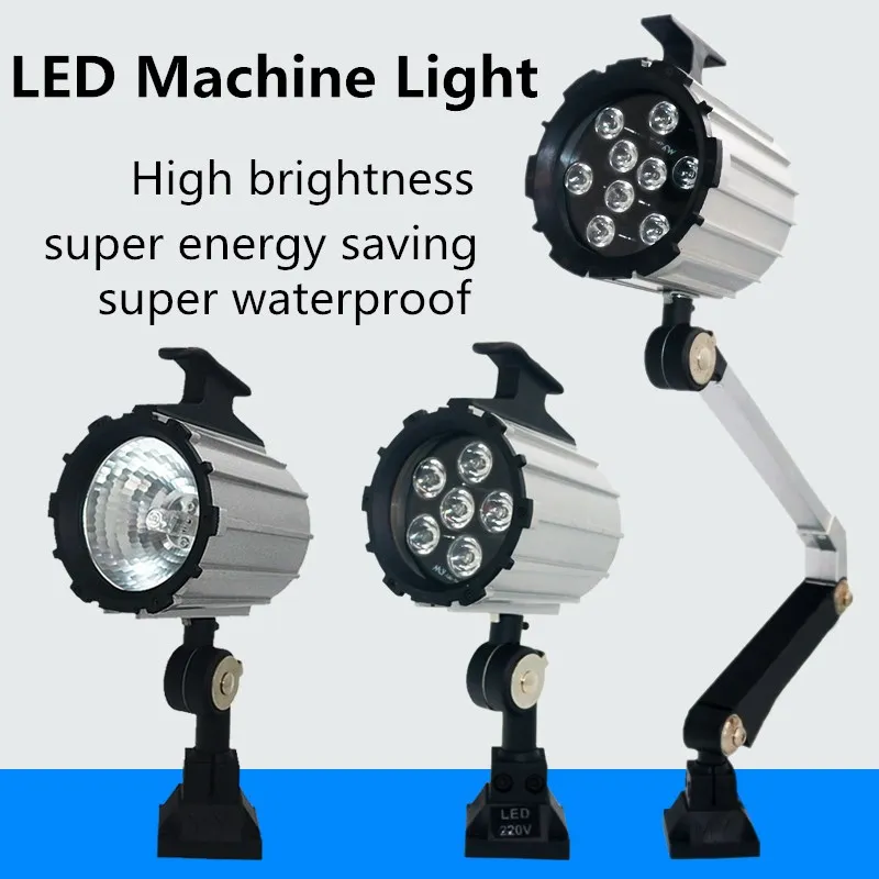7W/9W/35W LED Machine Tool Operation Light Long Arm Foldable Waterproof Energy-Saving CNC Lathe Equipment Lighting 24V 220V