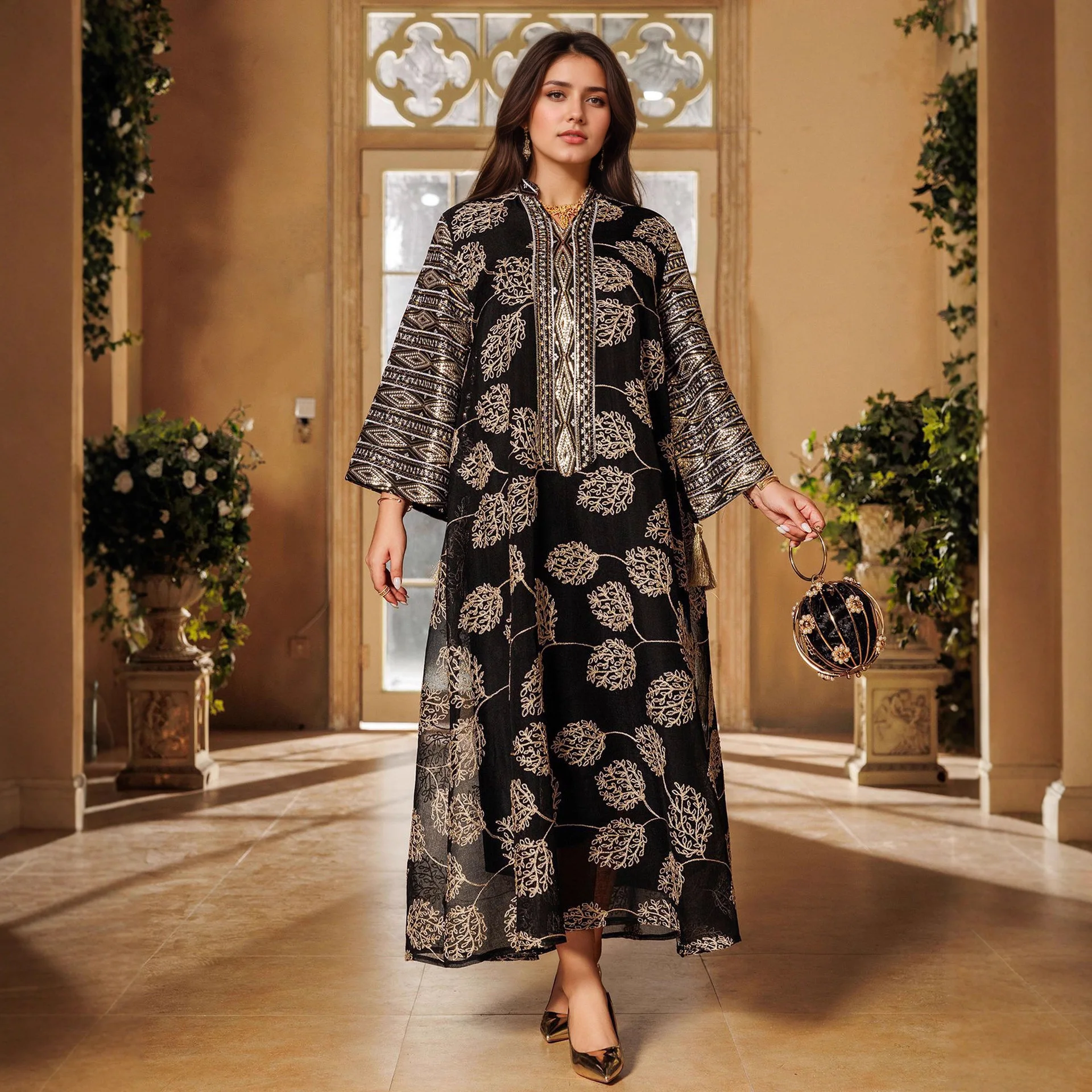 

Абаи, женские платья, мусульманская одежда с вышивкой пайетками, длинные платья, элегантные платья, роскошные исламские наряды для Рамадана, Дубай