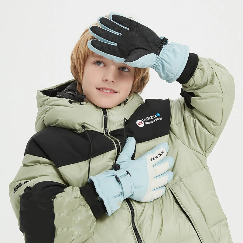 Guantes de esquí casuales impermeables a prueba de viento para niños, deportes de nieve al aire libre, guantes de esquí cálidos de felpa, guante frío de poliéster para niños y niñas, invierno, nuevo, 2024