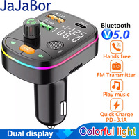 JaJaBor Wireless FM Transmitter Dual Display PD 20W Fast Charging Dual USB Charger Bluetooth 5.0 Handsfree Car Kit FM Modulator