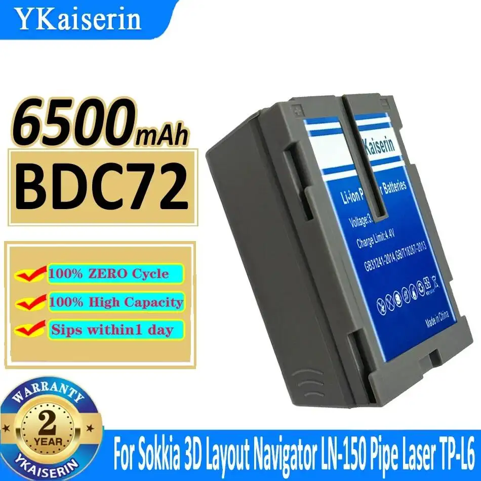 

BDC72 For Sokkia 3D Pipe Laser TP-L6 for Topcon Total Station GM-52 RC-5 Layout Navigator LN-150 6500mAh Premium Replacement