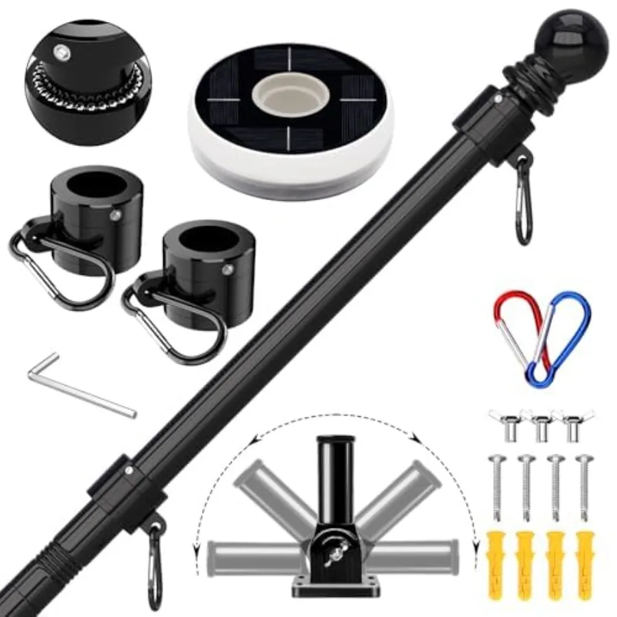 

ZMTECH Flag Poles for Outside House Residential or Commerical, 1 Inch Tangle Free Flag Pole Kit for American Flag