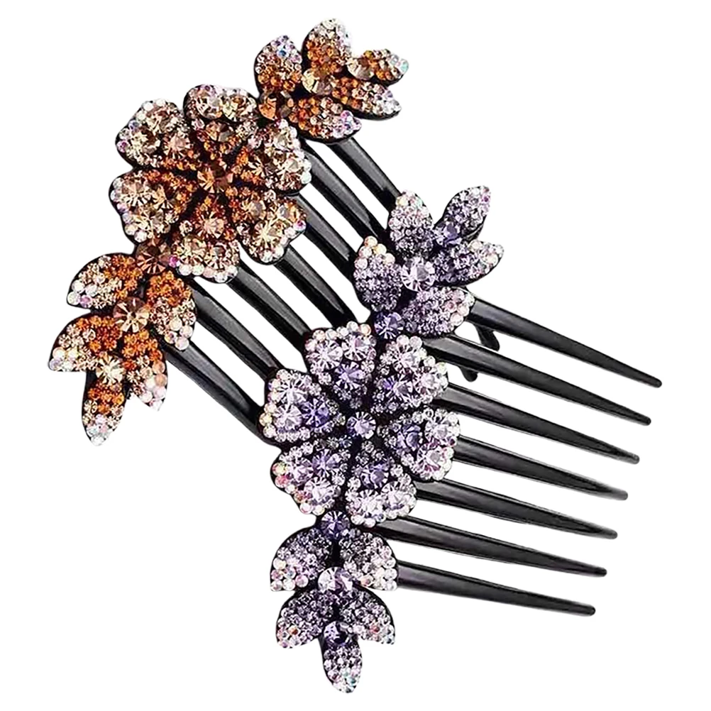 

2pcs Hair Hair Comb Flowers Accessories French Side Comb Rhinestone Clips Women Wedding Bridal Vintage Combs Bun Maker