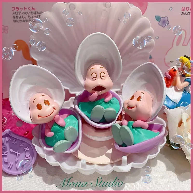 3Pcs/Set Disney Alice in Wonderland Young Oyster Action Figures Dolls Toys Kawaii Disney Alice Curious Oyster Anime Figures