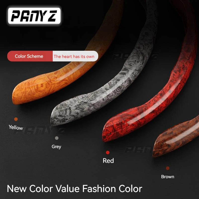 1 Pair Car Steering Wheel Cover Anti-skid Leather 38cm 15inch Universal Wood Grain Steering Wheel Booster Protector Cover