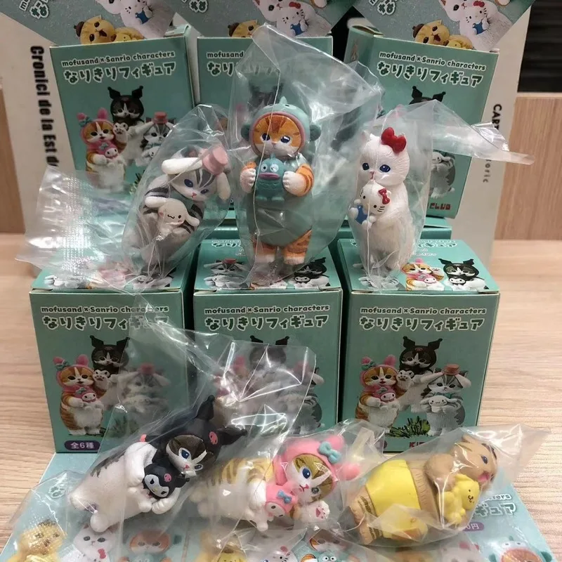 Sanrio Figure Doll Toys 6pcs/Set Sanrio 5.5cm Anime Figure Cinnamoroll Kuromi Doll Hark Cat Hello Kitty Hangyodon Pet Model Gift