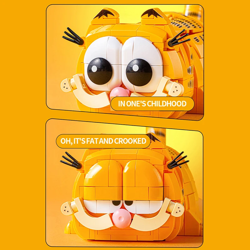 Garfield Pen Holder Building Blocks Classic Cartoon Anime Peripheral Desktop Decoration Ornaments Children DIY Toy Birthday Gift