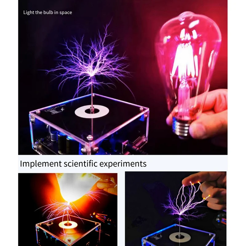 A16R-For Tesla Artificial -Pattern Storm Coil Electronic Pocket Fireworks Bluetooth Music Coil With US Plug