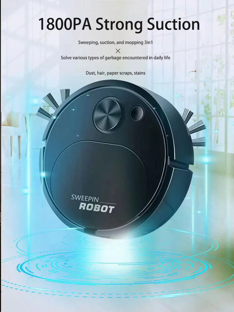 Automatic Sweeping Robot Mini Cleaning Household Machine USB Charging 3in1 Intelligent Technology Sweep Suck Drag Vacuum Cleaner