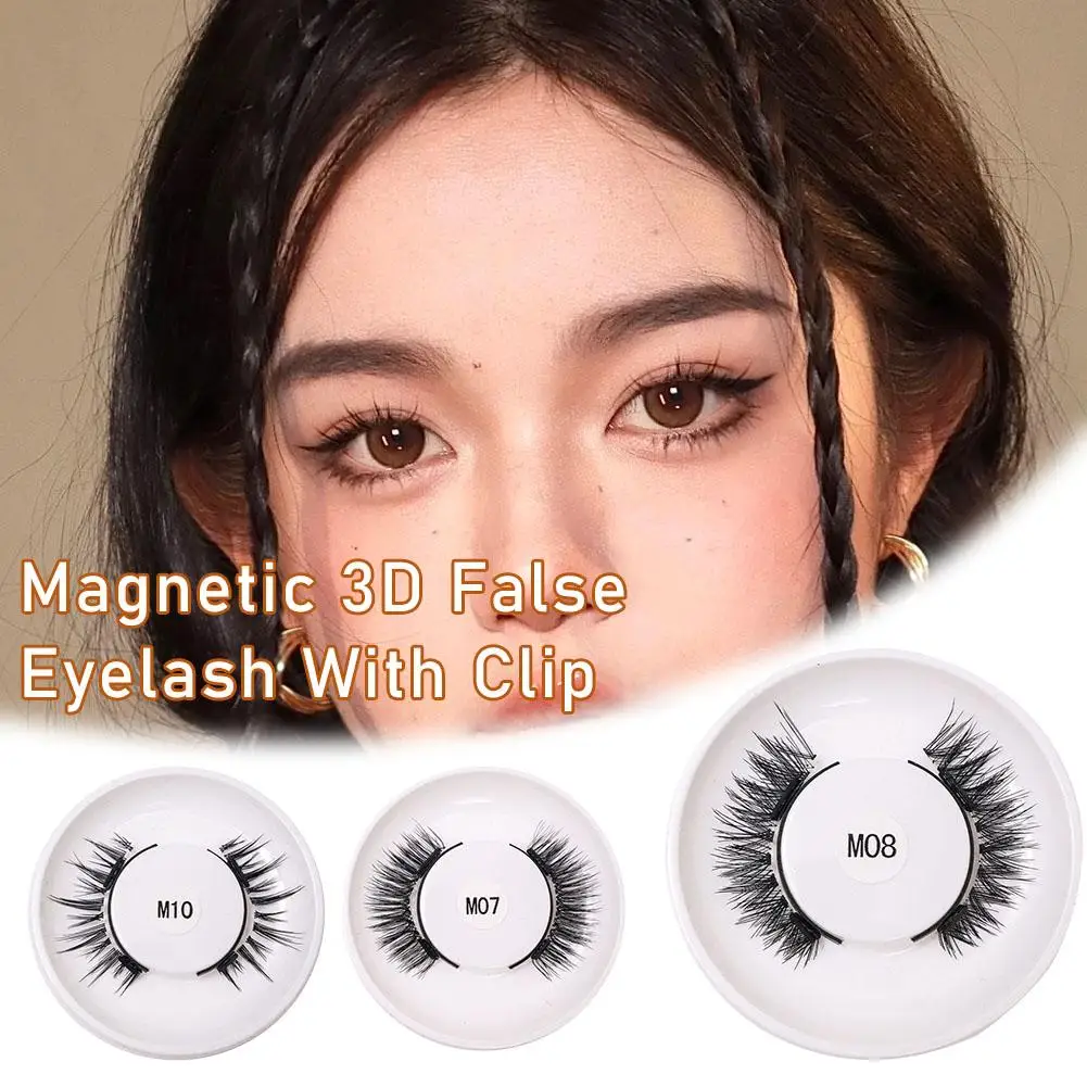 1Pair Reusable Magnetic Lashes No Glue Needed 3D Magnetic Kit Clip up Make Eyelashes Tweezers False with Magnetic Eyelash L T4N5