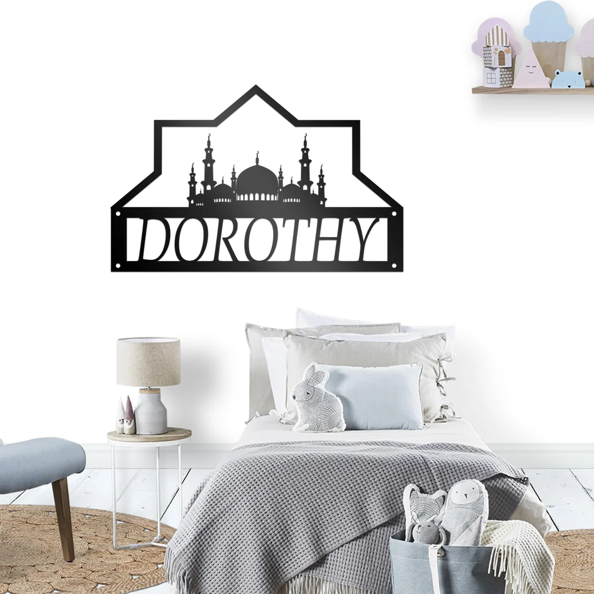 

1pc Irregular castle Custom Name Iron Wall Signs Iron Wall Plaque For Kids Rooms Decoration For Living Room Kids Room