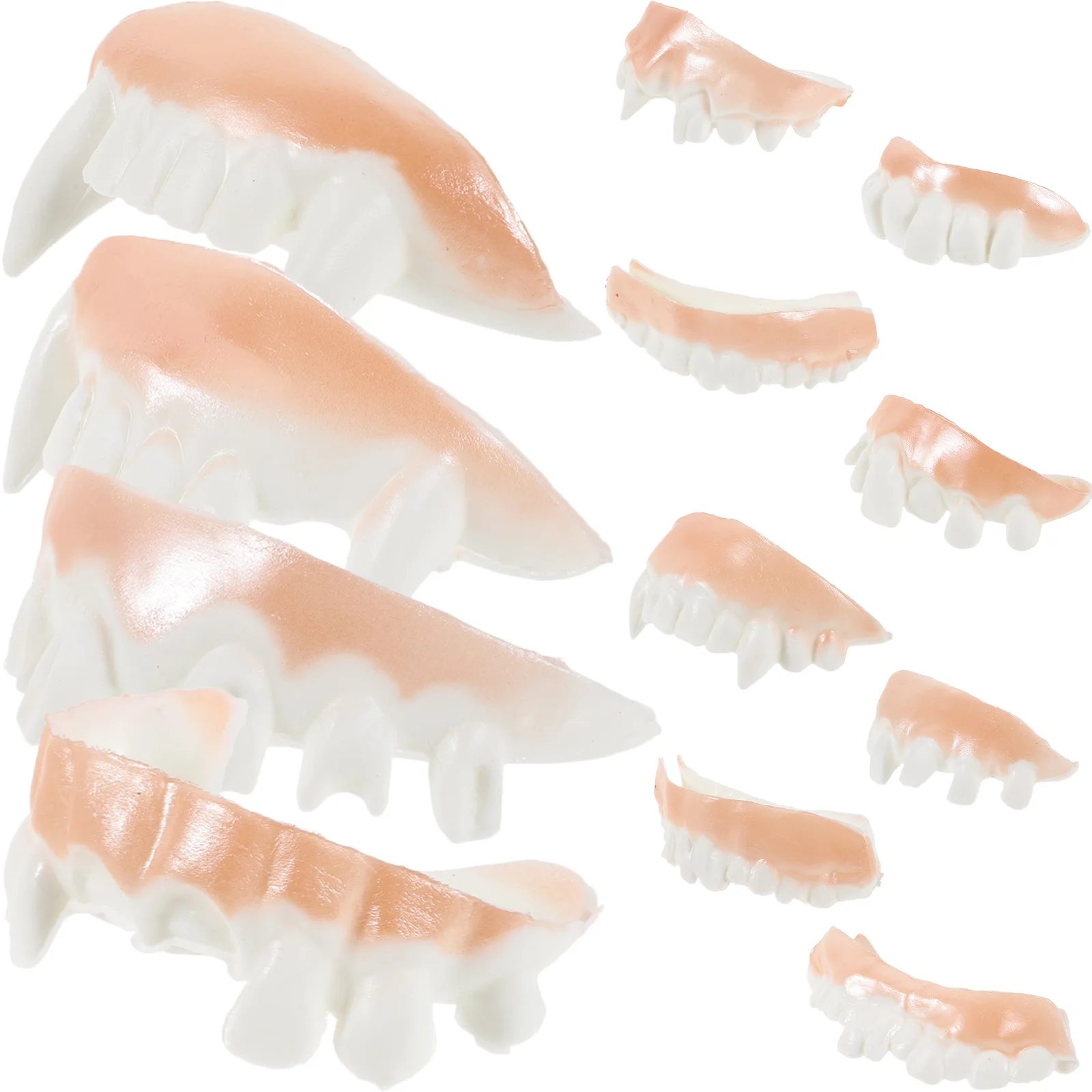 24 pçs dentaduras de halloween realista cosplay adereços dentes assustadores para baile de formatura trajes feios engraçado adultos brinquedo pvc dia dos tolos de abril