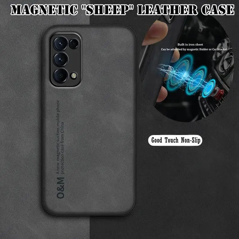 Luxury Magnetic Leather Phone Case For OPPO Reno 5 6 8 Plus Find X3 Lite A53 A53S Build-in Neo X5 X6 Pro Magnet iron Soft Cover