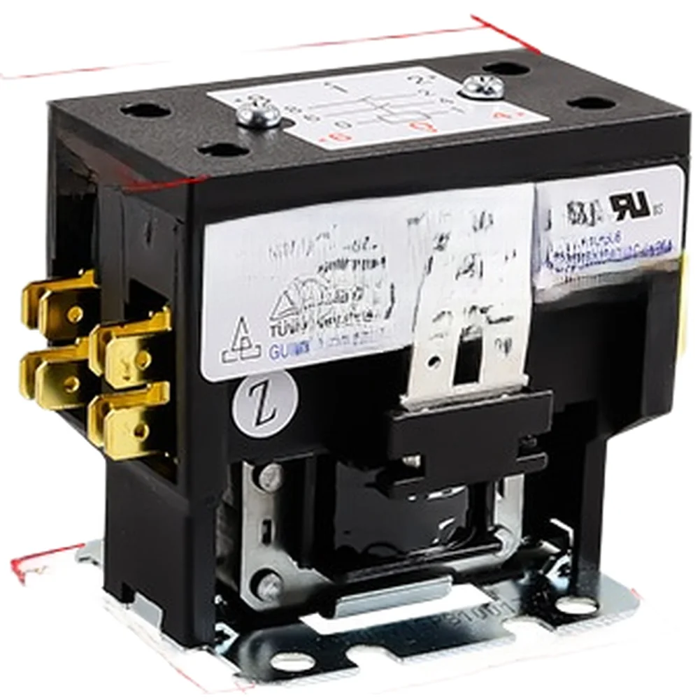 AC Contactor 25A 32A 220V for HVAC Air Conditioners Dual Pole Switching Compact Snap Mount Flame Retardant Housing Black