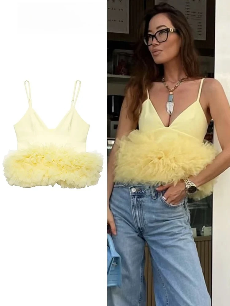 

Модный многоуровневый топ с подолом для женщин, летние сексуальные топы без рукавов с v-образным вырезом, милые повседневные топы, высокопрочный топ с открытой спиной для девочек