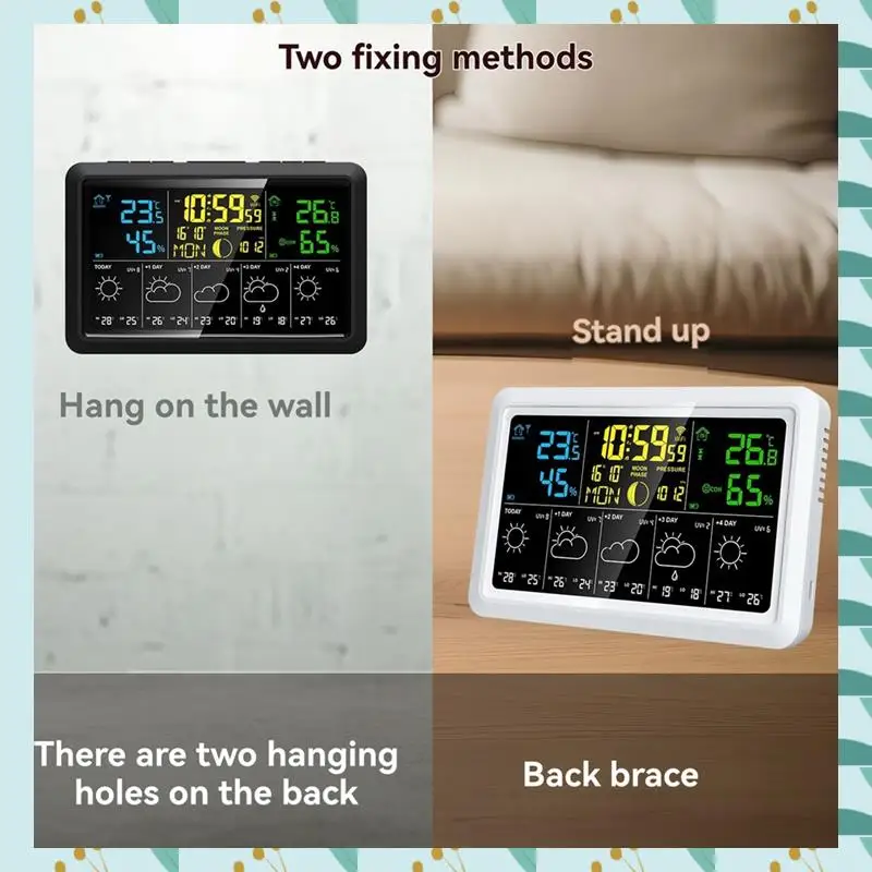 

A71P WIFI Multifunction Tuya Weather Station Air Quality Temperature Humidity Meter Moon Phase Air Pressure Weather Clock UK Plu