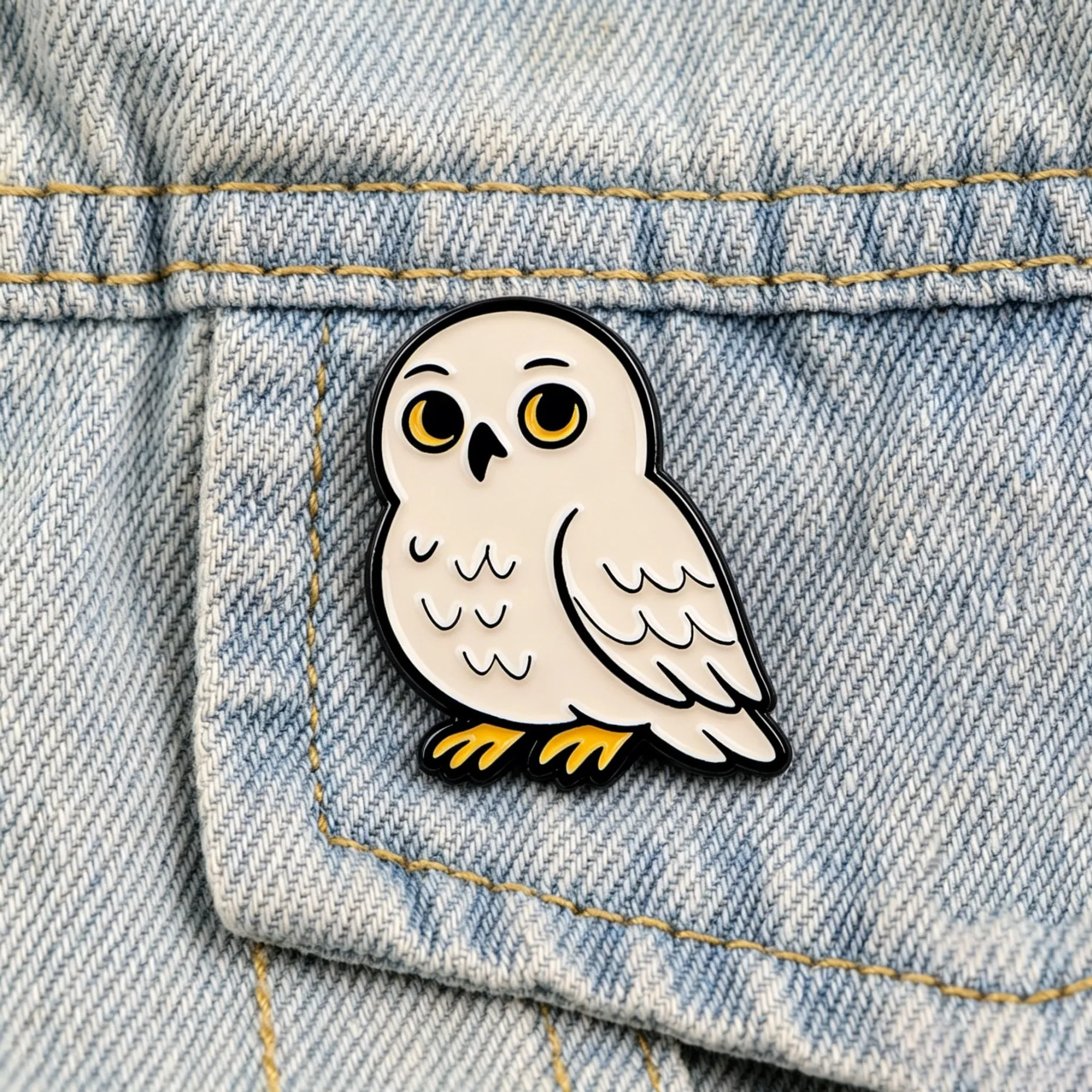 Cute White Owl Enamel Pin Cartoon Animal Lapel Brooch Badge for Denim Jacket Backpack Hat Fashion Jewelry Gift for Fans