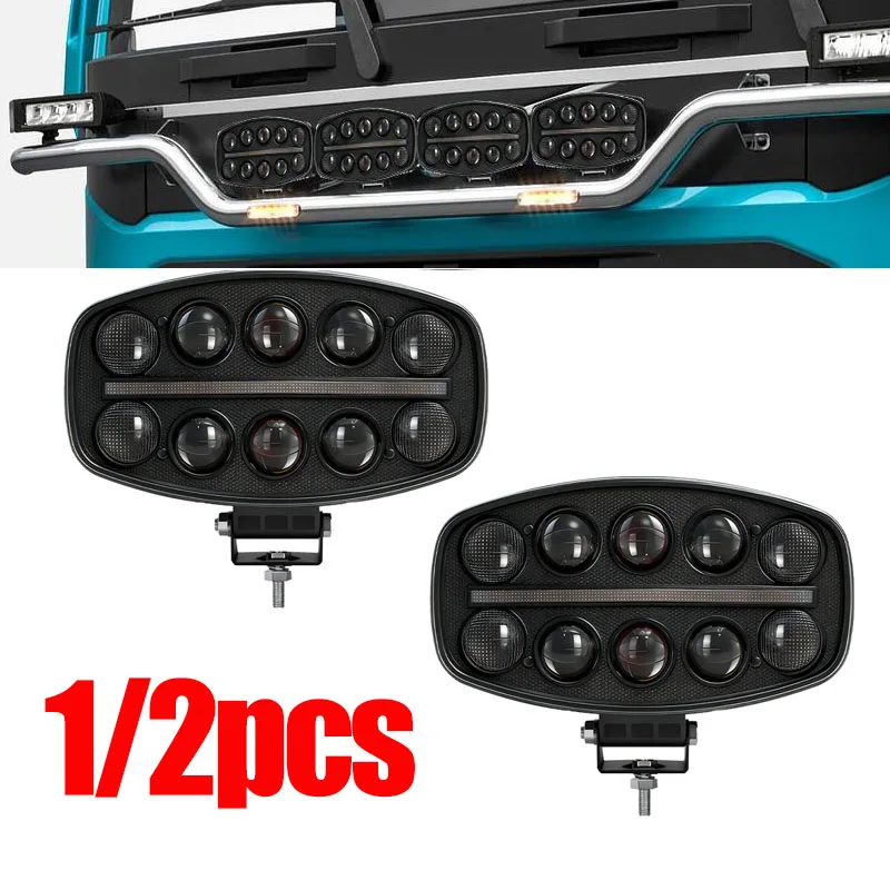 

1/2 шт. 9 "12 В 24 В грузовик внедорожный прожектор фары дальнего света светодиодный рабочий свет для грузовика внедорожный внедорожник DRL желтый белый 100 Вт