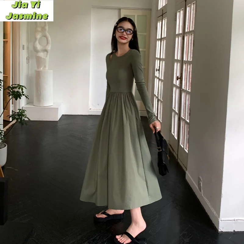 

Spring and Autumn New Design Sense Niche Temperament Mid Length Dress