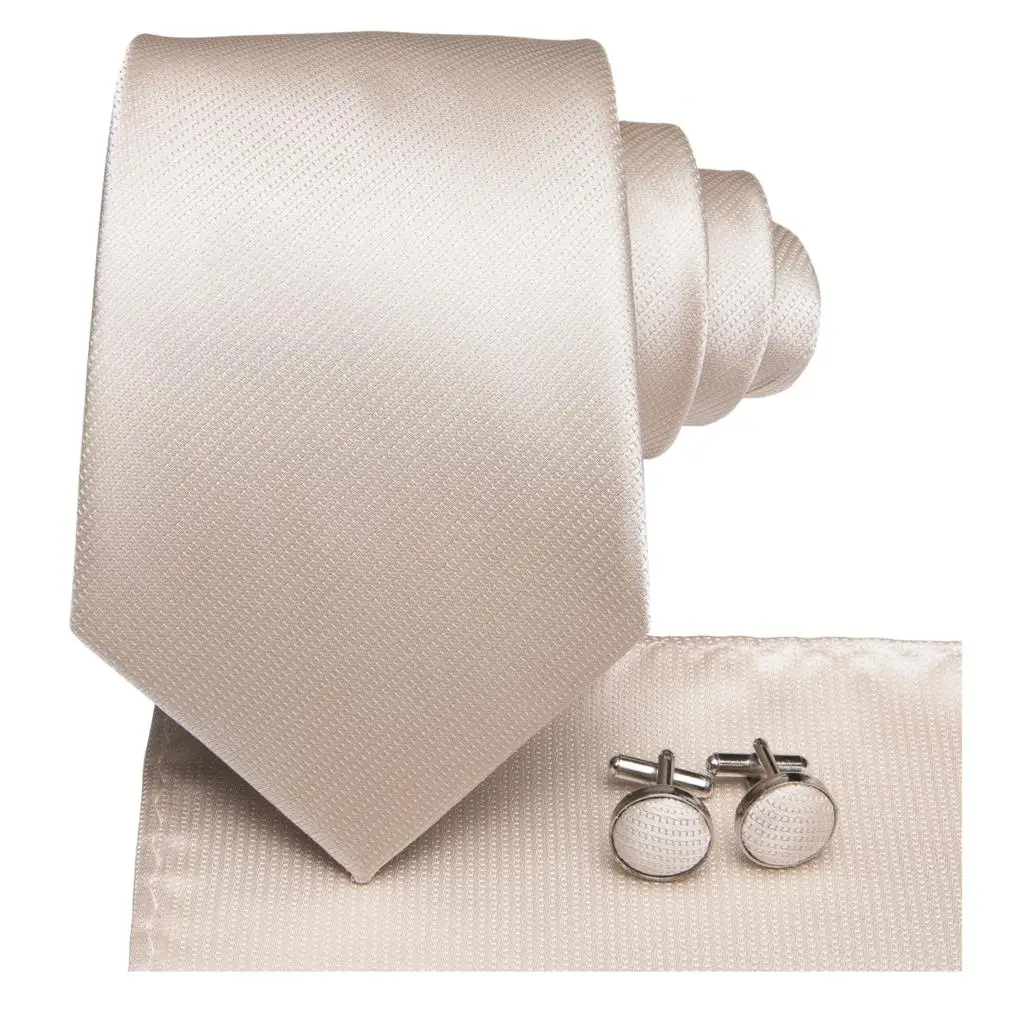 Hi-tie marfim champanhe floral design sólido gravata de casamento de seda para homens qualidade lenço abotoadura moda nicktie negócios dropshipping