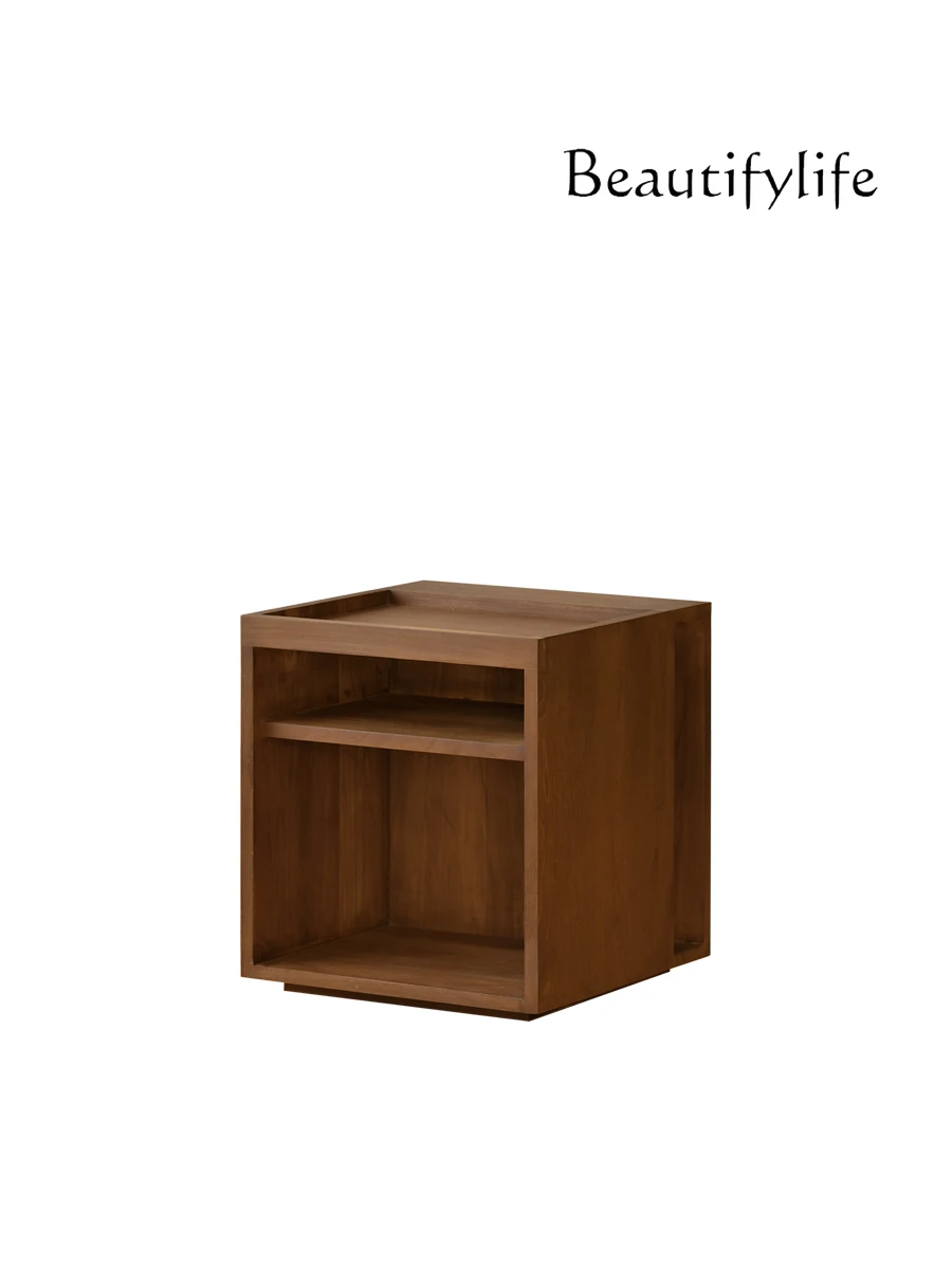 

Japanese-Style Simple Retro Design Side Cabinet Silent Style Solid Wood Side Table Bedroom Bedside Table