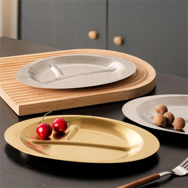 Stainless Steels Dessert Appetizer Plate Portion Control Plates Stackable Breakfast Kitchen Tableware for Adults Kids KXRE