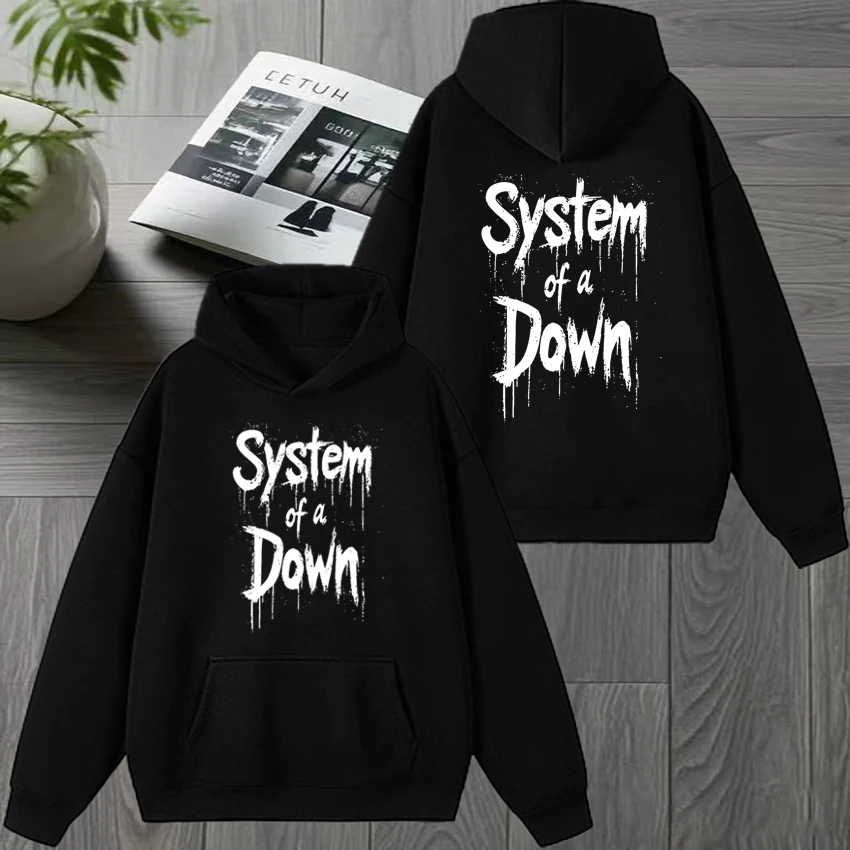

Rock band system of a down hip hop Double Sided print streetwear 2026 Unisex vintage Fleece Hoodie Men women Winter Sweatshirt