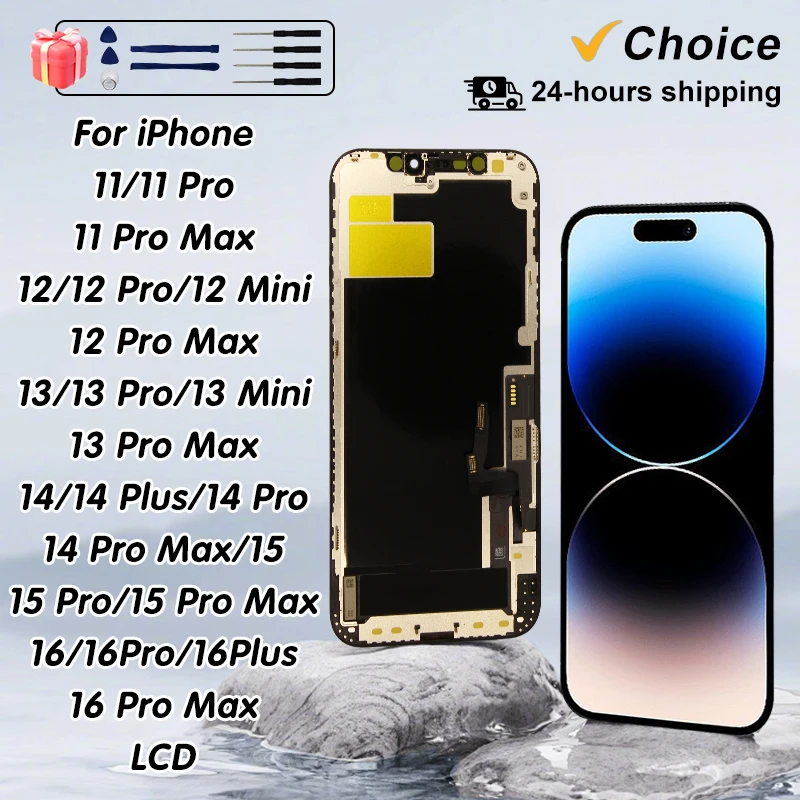 OLED Für iPhone X LCD 16 Pro Max Display 11 12Pro Display 12 13 MINI 13 PRO MAX Display 14 Pro Max 15 LCD Ersatzteile
