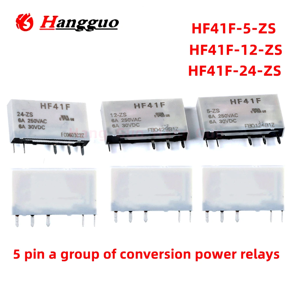 10PCS/Lot HF41F-24-ZS HF41F-12-ZS HF41F-5-ZS 5PIN HF41F-5-HS HF41F-12-HS HF41F-24-HS 4PIN Power Relay  41F-1Z-C-1 Relay Pedestal