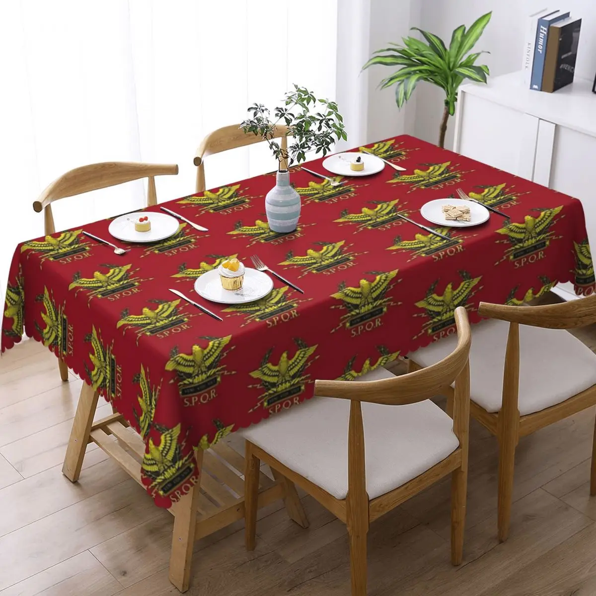 SPQR- Roman Empire Standard Eagle Emblem Custom Rectangular Tablecloth Oilproof Table Cover for Dining Events Table Cloth