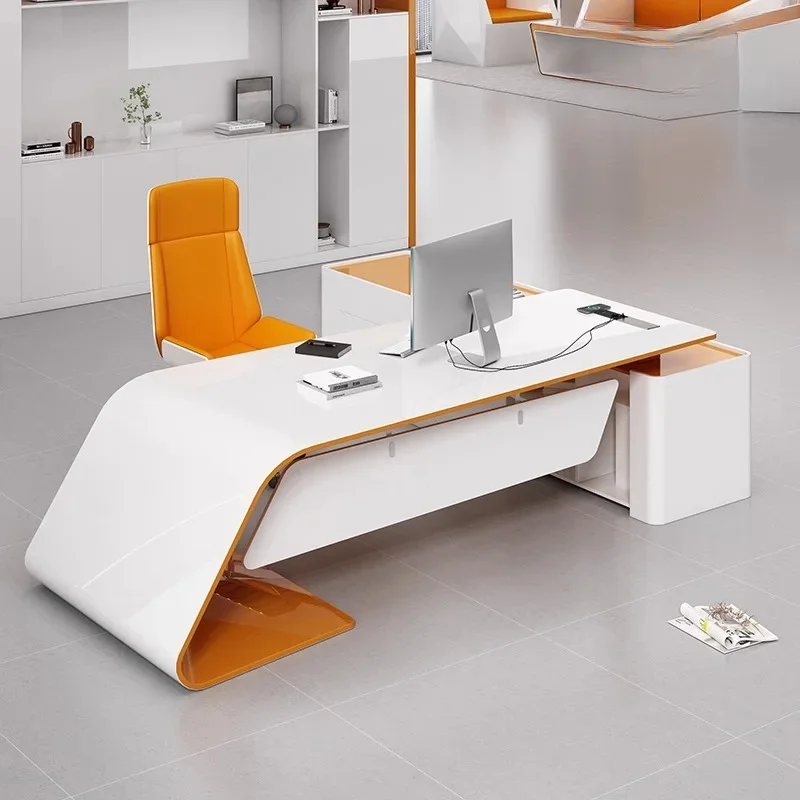 &Asthetic Executive Luxury Desk Manager L Shaped Modern Designer Computer Table Organizer Workstation Escritorio Office Furnitur
