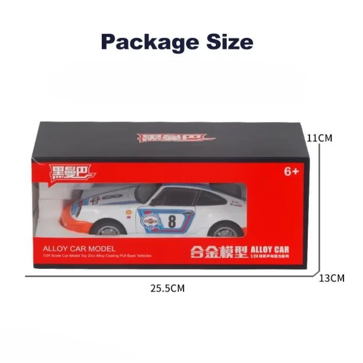 1:24 Porsche 964 Carrera RS 911 Alloy Car Diecasts &Toy Vehicles Car Model Sound and Light Pull Back Car Toys For Kids Gifts