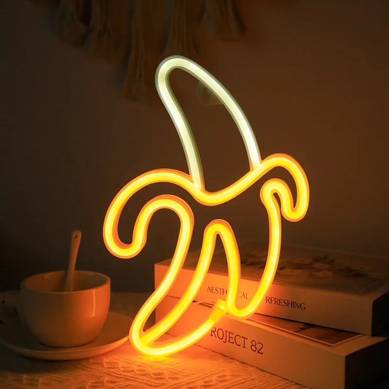 Imagem -02 - Lâmpada Led Neon Sign Banana Cereja em Forma Fruta Restaurante Parede Casamento Loja Festa de Aniversário Decoração de Casa