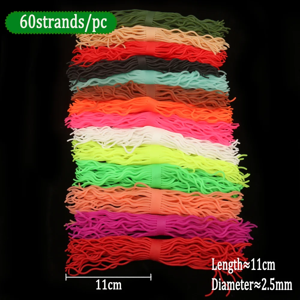 60 Stränge/Stück Silikon-Schneckenimitat Gummibeine Fliegenbindematerial für San Juan Worm Regenwurm-Köder Forellen-Angelköder – Detail 3