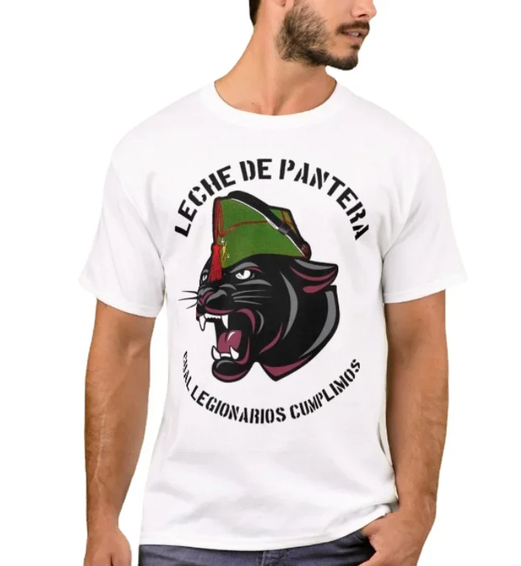 Leche De Pantera. Cual Legionarios Cumplmos. Camiseta Legión Extranjera Española. Camiseta de algodón de manga corta con cuello redondo para hombre nueva
